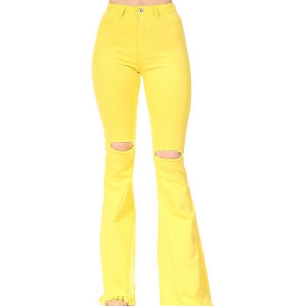 Yellow Flared Bell Bottom Jeans